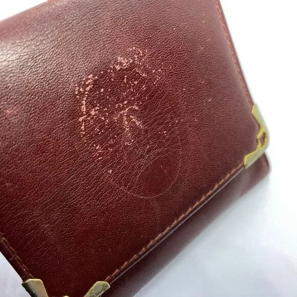 Authentic Cartier Bordeoux Burgandy Small / Mini Coin Pouch / Wallet **WORN**
